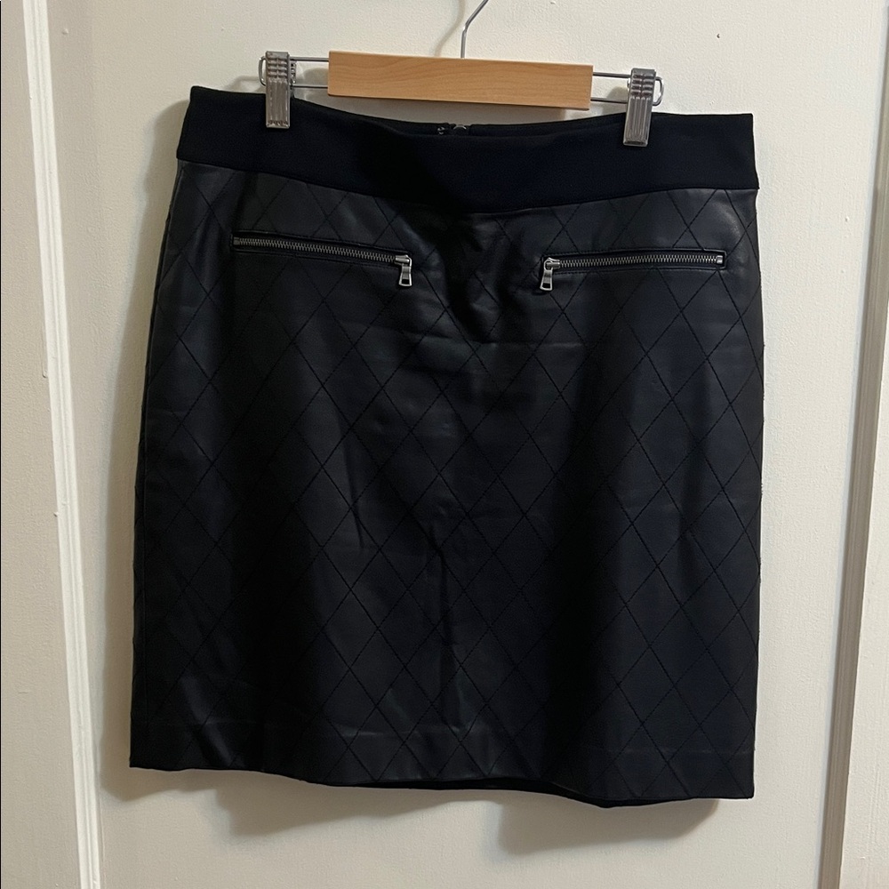 Ann Taylor Quilted Black Mini Skirt